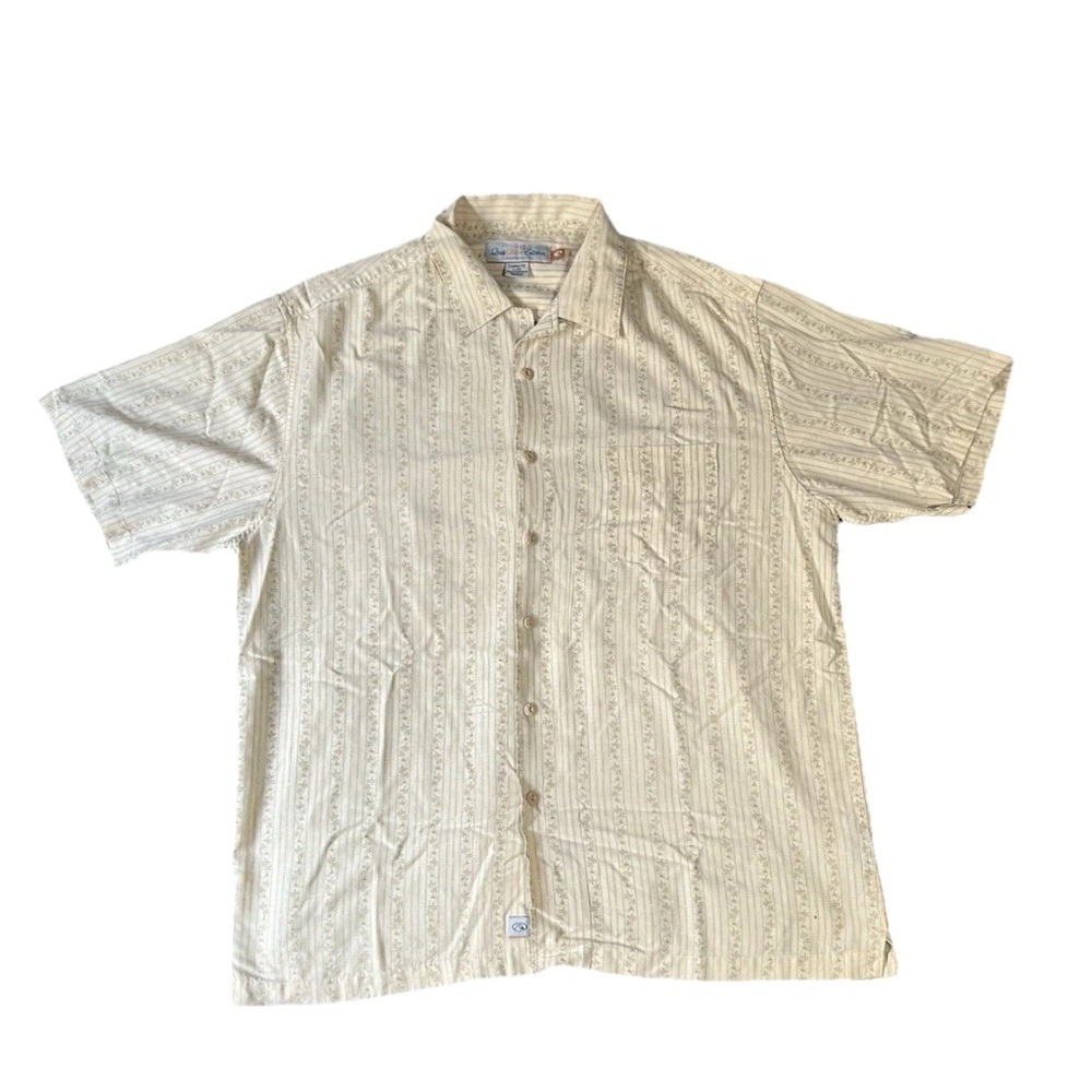 Vintage Tan/cream Quicksilver Edition Mens ButtonUp Comfortable Fit Sz Lg
